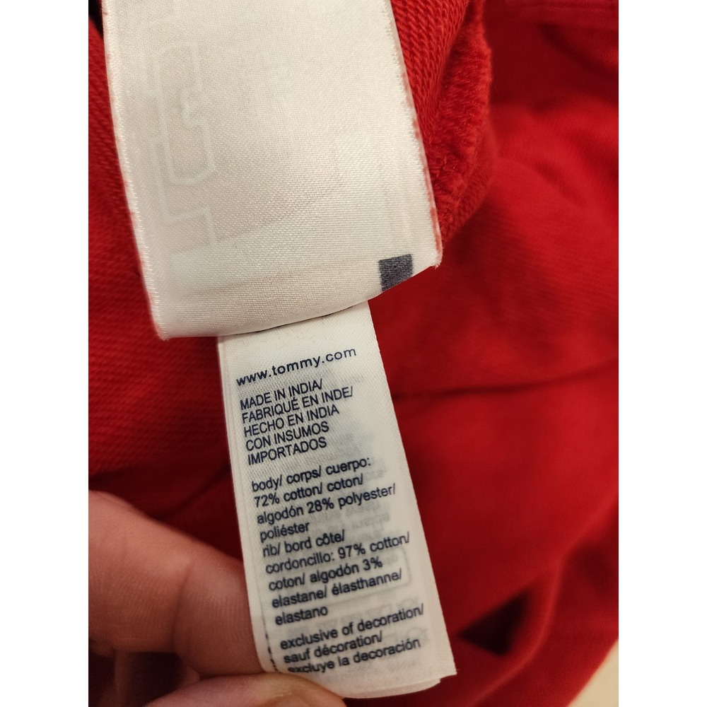 Tommy Jeans Womens XS Red Logo Oversized Sweatshirt Dress Side Zip Pullover - Picture 6 of 6